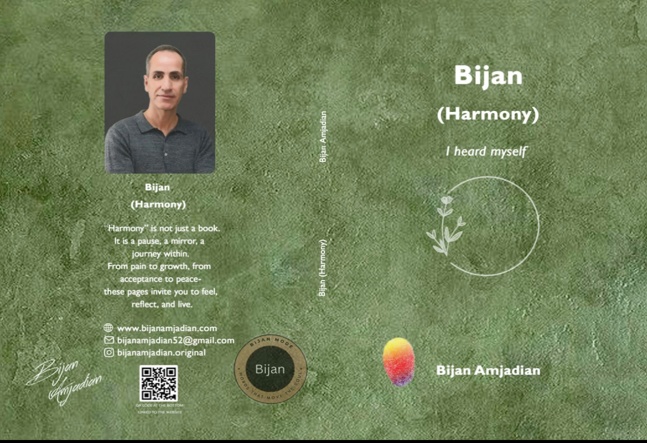 <p>
	Since march 2026&nbsp;</p>
<div>
	&nbsp;</div>
<div>
	By Bijan Amjadian &ndash; First edition, Netherlands</div>
<div>
	&nbsp;</div>
<div>
	Languages: Persian, English</div>
<div>
	&nbsp;</div>
<div>
	Translation: Jo Polak &amp; Bijan Amjadian<br />
	&nbsp;</div>
<div>
	This book is based on the important content of the book Pause, which is presented in three languages in one book. In the book Harmony, important topics that every person faces and challenges throughout their life, such as hope, feelings, desires, etc., are explained in simple language and determine the path of life.</div>
<div>
	I hope that by obtaining this book electronically, you can have a better path in life and achieve important life goals.</div>
<div>
	&nbsp;</div>
<div>
	To obtain the Harmony book electronically, please send a message to Gmail or WhatsApp in the Contact Us section.</div>
<div>
	&nbsp;</div>
<div>
	🔸This book is currently only available electronically.</div>
<div>
	&nbsp;</div>
<div>
	&nbsp;</div>
<div>
	Apply to obtain this book from March 2026.</div>
<div>
	&nbsp;</div>
<div>
	&nbsp;</div>
<div>
	&nbsp;</div>
<div style="text-align: right;">
	&nbsp;</div>
<div style="text-align: right;">
	دوستان و خوانندگان محترم کتاب &ldquo;هارمونی&rdquo; نوشته جناب اقای بیـــژن امجدیان در ارتباط با مفاهیم مهم زندگی است که روزانه با ان در ارتباط هستیم و ترکیبی از موضوعات فلسفی و روان شناسی است ، جهت تهیه این کتاب لطفا از طریق جیمیل یا واتساب در قسمت ارتباط با ما پیام ارسال نمایید</div>
<div style="text-align: right;">
	&nbsp;</div>
<div style="text-align: right;">
	جهت تهیه این کتاب از ابتدای ماه مارچ ۲۰۲۶ اقدام نمایید.</div>
