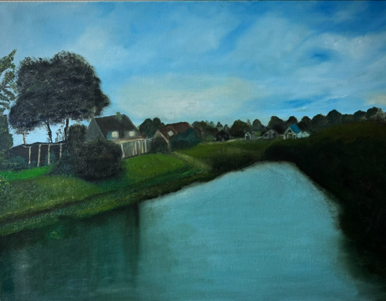 <p>
	<span style="caret-color: rgb(54, 77, 89); color: rgb(54, 77, 89); font-family: &quot;Open Sans&quot;, system-ui, -apple-system, &quot;Segoe UI&quot;, Roboto, &quot;Helvetica Neue&quot;, Arial, &quot;Noto Sans&quot;, &quot;Liberation Sans&quot;, sans-serif, &quot;Apple Color Emoji&quot;, &quot;Segoe UI Emoji&quot;, &quot;Segoe UI Symbol&quot;, &quot;Noto Color Emoji&quot;; font-size: 16px; -webkit-tap-highlight-color: rgba(0, 0, 0, 0); -webkit-text-size-adjust: 100%;">Year: 2024</span><br style="box-sizing: border-box; caret-color: rgb(54, 77, 89); color: rgb(54, 77, 89); font-family: &quot;Open Sans&quot;, system-ui, -apple-system, &quot;Segoe UI&quot;, Roboto, &quot;Helvetica Neue&quot;, Arial, &quot;Noto Sans&quot;, &quot;Liberation Sans&quot;, sans-serif, &quot;Apple Color Emoji&quot;, &quot;Segoe UI Emoji&quot;, &quot;Segoe UI Symbol&quot;, &quot;Noto Color Emoji&quot;; font-size: 16px; -webkit-tap-highlight-color: rgba(0, 0, 0, 0); -webkit-text-size-adjust: 100%;" />
	<br style="box-sizing: border-box; caret-color: rgb(54, 77, 89); color: rgb(54, 77, 89); font-family: &quot;Open Sans&quot;, system-ui, -apple-system, &quot;Segoe UI&quot;, Roboto, &quot;Helvetica Neue&quot;, Arial, &quot;Noto Sans&quot;, &quot;Liberation Sans&quot;, sans-serif, &quot;Apple Color Emoji&quot;, &quot;Segoe UI Emoji&quot;, &quot;Segoe UI Symbol&quot;, &quot;Noto Color Emoji&quot;; font-size: 16px; -webkit-tap-highlight-color: rgba(0, 0, 0, 0); -webkit-text-size-adjust: 100%;" />
	<span style="caret-color: rgb(54, 77, 89); color: rgb(54, 77, 89); font-family: &quot;Open Sans&quot;, system-ui, -apple-system, &quot;Segoe UI&quot;, Roboto, &quot;Helvetica Neue&quot;, Arial, &quot;Noto Sans&quot;, &quot;Liberation Sans&quot;, sans-serif, &quot;Apple Color Emoji&quot;, &quot;Segoe UI Emoji&quot;, &quot;Segoe UI Symbol&quot;, &quot;Noto Color Emoji&quot;; font-size: 16px; -webkit-tap-highlight-color: rgba(0, 0, 0, 0); -webkit-text-size-adjust: 100%;">Dimensions: 50&times; 70 cm</span><br style="box-sizing: border-box; caret-color: rgb(54, 77, 89); color: rgb(54, 77, 89); font-family: &quot;Open Sans&quot;, system-ui, -apple-system, &quot;Segoe UI&quot;, Roboto, &quot;Helvetica Neue&quot;, Arial, &quot;Noto Sans&quot;, &quot;Liberation Sans&quot;, sans-serif, &quot;Apple Color Emoji&quot;, &quot;Segoe UI Emoji&quot;, &quot;Segoe UI Symbol&quot;, &quot;Noto Color Emoji&quot;; font-size: 16px; -webkit-tap-highlight-color: rgba(0, 0, 0, 0); -webkit-text-size-adjust: 100%;" />
	<br style="box-sizing: border-box; caret-color: rgb(54, 77, 89); color: rgb(54, 77, 89); font-family: &quot;Open Sans&quot;, system-ui, -apple-system, &quot;Segoe UI&quot;, Roboto, &quot;Helvetica Neue&quot;, Arial, &quot;Noto Sans&quot;, &quot;Liberation Sans&quot;, sans-serif, &quot;Apple Color Emoji&quot;, &quot;Segoe UI Emoji&quot;, &quot;Segoe UI Symbol&quot;, &quot;Noto Color Emoji&quot;; font-size: 16px; -webkit-tap-highlight-color: rgba(0, 0, 0, 0); -webkit-text-size-adjust: 100%;" />
	<span style="caret-color: rgb(54, 77, 89); color: rgb(54, 77, 89); font-family: &quot;Open Sans&quot;, system-ui, -apple-system, &quot;Segoe UI&quot;, Roboto, &quot;Helvetica Neue&quot;, Arial, &quot;Noto Sans&quot;, &quot;Liberation Sans&quot;, sans-serif, &quot;Apple Color Emoji&quot;, &quot;Segoe UI Emoji&quot;, &quot;Segoe UI Symbol&quot;, &quot;Noto Color Emoji&quot;; font-size: 16px; -webkit-tap-highlight-color: rgba(0, 0, 0, 0); -webkit-text-size-adjust: 100%;">Medium: Oil on canvas</span><br style="box-sizing: border-box; caret-color: rgb(54, 77, 89); color: rgb(54, 77, 89); font-family: &quot;Open Sans&quot;, system-ui, -apple-system, &quot;Segoe UI&quot;, Roboto, &quot;Helvetica Neue&quot;, Arial, &quot;Noto Sans&quot;, &quot;Liberation Sans&quot;, sans-serif, &quot;Apple Color Emoji&quot;, &quot;Segoe UI Emoji&quot;, &quot;Segoe UI Symbol&quot;, &quot;Noto Color Emoji&quot;; font-size: 16px; -webkit-tap-highlight-color: rgba(0, 0, 0, 0); -webkit-text-size-adjust: 100%;" />
	<br style="box-sizing: border-box; caret-color: rgb(54, 77, 89); color: rgb(54, 77, 89); font-family: &quot;Open Sans&quot;, system-ui, -apple-system, &quot;Segoe UI&quot;, Roboto, &quot;Helvetica Neue&quot;, Arial, &quot;Noto Sans&quot;, &quot;Liberation Sans&quot;, sans-serif, &quot;Apple Color Emoji&quot;, &quot;Segoe UI Emoji&quot;, &quot;Segoe UI Symbol&quot;, &quot;Noto Color Emoji&quot;; font-size: 16px; -webkit-tap-highlight-color: rgba(0, 0, 0, 0); -webkit-text-size-adjust: 100%;" />
	<span style="caret-color: rgb(54, 77, 89); color: rgb(54, 77, 89); font-family: &quot;Open Sans&quot;, system-ui, -apple-system, &quot;Segoe UI&quot;, Roboto, &quot;Helvetica Neue&quot;, Arial, &quot;Noto Sans&quot;, &quot;Liberation Sans&quot;, sans-serif, &quot;Apple Color Emoji&quot;, &quot;Segoe UI Emoji&quot;, &quot;Segoe UI Symbol&quot;, &quot;Noto Color Emoji&quot;; font-size: 16px; -webkit-tap-highlight-color: rgba(0, 0, 0, 0); -webkit-text-size-adjust: 100%;">Style: Realism</span></p>
<p>
	&nbsp;</p>
<p>
	<span style="font-family: &quot;Times New Roman&quot;; font-size: 20px; -webkit-text-stroke-color: rgb(0, 0, 0);">A very beautiful village in the south of Barendrecht, Rotterdam&mdash;quiet, serene, and resting beside a small old bridge. The first time I discovered this view, something inside me paused. It felt as if time stopped for a moment, just long enough for this scene to be carved into my memory. I knew instantly that this had to become my first painting in the Netherlands.</span></p>
<p style="margin: 0px 0px 12px; font-stretch: normal; line-height: normal; font-family: &quot;Times New Roman&quot;; font-size-adjust: none; font-kerning: auto; font-variant-alternates: normal; font-variant-ligatures: normal; font-variant-numeric: normal; font-variant-east-asian: normal; font-variant-position: normal; font-feature-settings: normal; font-optical-sizing: auto; font-variation-settings: normal; -webkit-text-stroke-color: rgb(0, 0, 0); min-height: 13.8px;">
	&nbsp;</p>
<p style="margin: 0px 0px 12px; font-stretch: normal; font-size: 20px; line-height: normal; font-family: &quot;Times New Roman&quot;; font-size-adjust: none; font-kerning: auto; font-variant-alternates: normal; font-variant-ligatures: normal; font-variant-numeric: normal; font-variant-east-asian: normal; font-variant-position: normal; font-feature-settings: normal; font-optical-sizing: auto; font-variation-settings: normal; -webkit-text-stroke-color: rgb(0, 0, 0);">
	<span style="font-kerning: none;">And indeed, this peaceful landscape became the very first oil painting I created in this beautiful country.</span></p>
<p style="margin: 0px 0px 12px; font-stretch: normal; font-size: 20px; line-height: normal; font-family: &quot;Times New Roman&quot;; font-size-adjust: none; font-kerning: auto; font-variant-alternates: normal; font-variant-ligatures: normal; font-variant-numeric: normal; font-variant-east-asian: normal; font-variant-position: normal; font-feature-settings: normal; font-optical-sizing: auto; font-variation-settings: normal; -webkit-text-stroke-color: rgb(0, 0, 0);">
	<span style="font-kerning: none;">There is a gentle magic in this village&mdash;its silence, its greenery, the soft reflection of light on the water. Every time I pass through this little place, I feel the same warmth. It has slowly become a part of my artistic journey and a memory that continues to inspire me. Some scenes are not just watched; they stay with you, shaping your creativity.</span></p>
<p style="margin: 0px 0px 12px; font-stretch: normal; font-size: 20px; line-height: normal; font-family: &quot;Times New Roman&quot;; font-size-adjust: none; font-kerning: auto; font-variant-alternates: normal; font-variant-ligatures: normal; font-variant-numeric: normal; font-variant-east-asian: normal; font-variant-position: normal; font-feature-settings: normal; font-optical-sizing: auto; font-variation-settings: normal; -webkit-text-stroke-color: rgb(0, 0, 0);">
	<span style="font-kerning: none;">This village is one of those rare places for me</span></p>
<p style="margin: 0px 0px 12px; font-stretch: normal; line-height: normal; font-family: &quot;Times New Roman&quot;; font-size-adjust: none; font-kerning: auto; font-variant-alternates: normal; font-variant-ligatures: normal; font-variant-numeric: normal; font-variant-east-asian: normal; font-variant-position: normal; font-feature-settings: normal; font-optical-sizing: auto; font-variation-settings: normal; -webkit-text-stroke-color: rgb(0, 0, 0); min-height: 13.8px;">
	&nbsp;</p>
<p dir="rtl" style="margin: 0px 0px 12px; text-align: right; font-stretch: normal; font-size: 20px; line-height: normal; font-family: &quot;Times New Roman&quot;; font-size-adjust: none; font-kerning: auto; font-variant-alternates: normal; font-variant-ligatures: normal; font-variant-numeric: normal; font-variant-east-asian: normal; font-variant-position: normal; font-feature-settings: normal; font-optical-sizing: auto; font-variation-settings: normal; -webkit-text-stroke-color: rgb(0, 0, 0);">
	<span style="font-kerning: none;">روستایی بسیار زیبا در جنوب بارندرختِ روتردام؛ آرام، دنج و تکیه داده به پلی کوچک و قدیمی. اولین باری که این منظره را دیدم، انگار چیزی درونم مکث کرد. لحظه&zwnj;ای کوتاه که زمان ایستاد و این تصویر برای همیشه در ذهنم حک شد. همان&zwnj;جا فهمیدم که این باید اولین نقاشی من در هلند باشد.</span></p>
<p style="margin: 0px 0px 12px; font-stretch: normal; line-height: normal; font-family: &quot;Times New Roman&quot;; font-size-adjust: none; font-kerning: auto; font-variant-alternates: normal; font-variant-ligatures: normal; font-variant-numeric: normal; font-variant-east-asian: normal; font-variant-position: normal; font-feature-settings: normal; font-optical-sizing: auto; font-variation-settings: normal; -webkit-text-stroke-color: rgb(0, 0, 0); min-height: 13.8px;">
	&nbsp;</p>
<p dir="rtl" style="margin: 0px 0px 12px; text-align: right; font-stretch: normal; font-size: 20px; line-height: normal; font-family: &quot;Times New Roman&quot;; font-size-adjust: none; font-kerning: auto; font-variant-alternates: normal; font-variant-ligatures: normal; font-variant-numeric: normal; font-variant-east-asian: normal; font-variant-position: normal; font-feature-settings: normal; font-optical-sizing: auto; font-variation-settings: normal; -webkit-text-stroke-color: rgb(0, 0, 0);">
	<span style="font-kerning: none;">و دقیقاً همین منظره، نخستین تابلوی رنگ روغن من در این کشور زیبا شد.</span></p>
<p dir="rtl" style="margin: 0px 0px 12px; text-align: right; font-stretch: normal; font-size: 20px; line-height: normal; font-family: &quot;Times New Roman&quot;; font-size-adjust: none; font-kerning: auto; font-variant-alternates: normal; font-variant-ligatures: normal; font-variant-numeric: normal; font-variant-east-asian: normal; font-variant-position: normal; font-feature-settings: normal; font-optical-sizing: auto; font-variation-settings: normal; -webkit-text-stroke-color: rgb(0, 0, 0);">
	<span style="font-kerning: none;">این روستا جادویی آرام دارد؛ سکوتش، سرسبزی اطرافش، و بازتاب لطیف نور بر سطح آب. هر بار از کنار آن عبور می&zwnj;کنم، همان آرامش و همان حس گرم را دوباره تجربه می&zwnj;کنم. کم&zwnj;کم این مکان تبدیل به بخشی از مسیر هنری من شده؛ خاطره&zwnj;ای الهام&zwnj;بخش که همیشه با من می&zwnj;ماند.</span></p>
<p dir="rtl" style="margin: 0px 0px 12px; text-align: right; font-stretch: normal; font-size: 20px; line-height: normal; font-family: &quot;Times New Roman&quot;; font-size-adjust: none; font-kerning: auto; font-variant-alternates: normal; font-variant-ligatures: normal; font-variant-numeric: normal; font-variant-east-asian: normal; font-variant-position: normal; font-feature-settings: normal; font-optical-sizing: auto; font-variation-settings: normal; -webkit-text-stroke-color: rgb(0, 0, 0);">
	<span style="font-kerning: none;">بعضی مناظر فقط دیده نمی&zwnj;شوند؛ در وجود آدم می&zwnj;مانند و خلاقیتش را شکل می&zwnj;دهند.</span></p>
<p dir="rtl" style="margin: 0px 0px 12px; text-align: right; font-stretch: normal; font-size: 20px; line-height: normal; font-family: &quot;Times New Roman&quot;; font-size-adjust: none; font-kerning: auto; font-variant-alternates: normal; font-variant-ligatures: normal; font-variant-numeric: normal; font-variant-east-asian: normal; font-variant-position: normal; font-feature-settings: normal; font-optical-sizing: auto; font-variation-settings: normal; -webkit-text-stroke-color: rgb(0, 0, 0);">
	<span style="font-kerning: none;">این روستا برای من یکی از همان منظره&zwnj;های ماندگار است.</span></p>
<div>
	&nbsp;</div>
